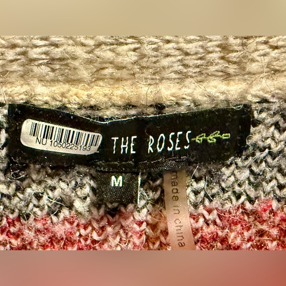 Anthropologie Free The Roses Cropped Cardigan Sweater Red Blue Hearts M - Picture 5 of 9